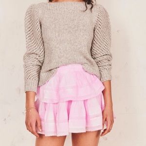 LOVESHACKFANCY PINK RUFFLE MINI SKIRT